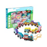 Magic Toys Színes húzható fa állatos vonat szett