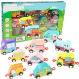 Magic Toys Színes húzható fa járműves vonat szett