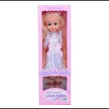 Magic Toys Szőke hajú 46cm-es divatbaba alkalmi ruhában hang effektekkel