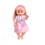 Magic Toys Szőke hajú baba babakocsival cumisüveggel étkészlettel