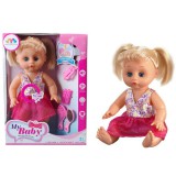 Magic Toys Szőke hajú baba hanggal hajcsavaróval és kiegészítőkkel