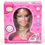 Magic Toys Szőke hajú fésülhető babafej fésűvel és nyaklánccal