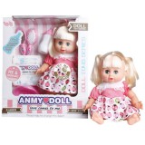 Magic Toys Szőke hajú pisilős baba hanggal, katicás ruhában