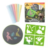 Magic Toys World of Dinosaur: Aszfaltkréta szett dinoszauruszos sablonnal