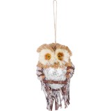 MagicHome Vianoce Bagoly MagicHome Karácsony, barna, havas, 19 x 11 x 5 cm