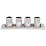 MagicHome Vianoce MagicHome gyertyatartó, HOME, 39 x 12,5 x 10 cm, szürke, tálcán, teagyertyákhoz