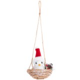 MagicHome Vianoce MagicHome karácsonyi dekoráció, Fészkelő madár, felfüggeszthető, 11,5 x 10 x 11 cm