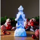 MagicHome Vianoce MagicHome karácsonyi dekoráció, Házikó, LED, színváltozó, lebegő csillámmal, PE, 2x AA, 9,5 x 9,5 x
