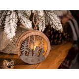 MagicHome Vianoce MagicHome karácsonyi dekoráció, Hóember gömbben, LED, felfüggeszthető, MDF, 8,5 x 2 x 8,5 cm