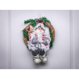 MagicHome Vianoce MagicHome karácsonyi dekoráció, Koszorúban ülő Mikulás, koszorú, 30 cm