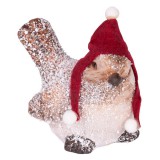 MagicHome Vianoce MagicHome karácsonyi dekoráció, Madár sapkával, terrakotta, 8,8 x 6 x 9 cm