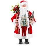 MagicHome Vianoce MagicHome karácsonyi dekoráció, Mikulás egy zsák ajándékkal és karácsonyfával, kerámia, 46 cm