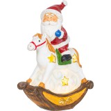 MagicHome Vianoce MagicHome karácsonyi dekoráció, Mikulás lovon, LED, műgyanta, 12 x 5,5 x 18 cm