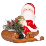 MagicHome Vianoce MagicHome karácsonyi dekoráció, Mikulás szánon, LED, terrakotta, 12,6 x 8,5 x 11,5 cm