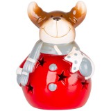 MagicHome Vianoce MagicHome karácsonyi dekoráció, Mosolygó rénszarvas, LED, terrakotta, 8,5 x 8,2 x 12,5 cm