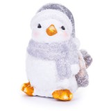 MagicHome Vianoce MagicHome karácsonyi dekoráció, Nőstény madár, szürke sál, terrakotta, 13,8 x 9 x 12,8 cm