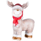 MagicHome Vianoce MagicHome karácsonyi dekoráció, Rénszarvas piros sállal, műgyanta, 20 x 20 x 24 cm