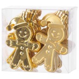 MagicHome Vianoce MagicHome karácsonyi dísz, készlet, 12 db, 8 cm, mézeskalács bábu, arany, karácsonyfára