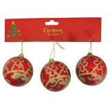 MagicHome Vianoce MagicHome karácsonyi gömbök, 3 db, csillámos arany, 6 cm