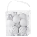 MagicHome Vianoce MagicHome karácsonyi gömbök, 31 db, fehér-ezüst, mix, karácsonyfára, 3-6 cm