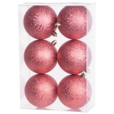 MagicHome Vianoce MagicHome karácsonyi gömbök, 6 db, piros, karácsonyfára, 8 cm