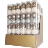 MagicHome Vianoce MagicHome karácsonyi gömbök, 8 db, fehér-ezüst-bronz, díszített, karácsonyfára, 5 cm, termékdoboz 36