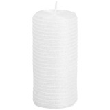 MagicHome Vianoce MagicHome karácsonyi gyertya, 5 x 9,5 cm, fehér, csillámokkal