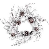 MagicHome Vianoce MagicHome karácsonyi koszorú, havas gömbökkel és tobozokkal, 50 x 50 x 14 cm