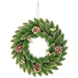 MagicHome Vianoce MagicHome karácsonyi koszorú, natúr, aranyozott, 33 cm