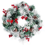 MagicHome Vianoce MagicHome karácsonyi koszorú, natúr, fenyőtobozokkal, 20 LED, meleg fehér, 3x AA, 8 funkció, 30 cm