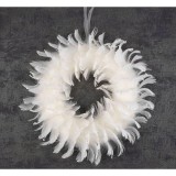 MagicHome Vianoce MagicHome karácsonyi koszorú, pelyhes, fehér, felfüggeszthető, 35 cm