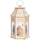 MagicHome Vianoce MagicHome karácsonyi lámpa, Fa falu, 9 LED, meleg fehér szín, 16,5 x 14 x 30 cm