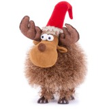 MagicHome Vianoce MagicHome karácsonyi szobor, Bozontos rénszarvas, barna, szövet 22 x 20 x 25 cm