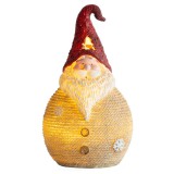 MagicHome Vianoce MagicHome karácsonyi szobor, közepes gömbölyű Mikulás, LED, műgyanta, 3x AAA, 28,5 cm