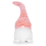 MagicHome Vianoce MagicHome karácsonyi szobor, Manó rövid lábbal, szövet, rózsaszín-fehér, 20 x 19 x 58 cm