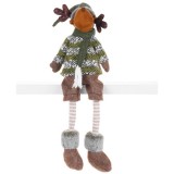 MagicHome Vianoce MagicHome karácsonyi szobor, Rénszarvas fiú rövid nadrággal, szövet, zöld-barna, 21 x 14 x 70 cm