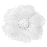 MagicHome Vianoce MagicHome karácsonyi virág, pelyhes, fehér 12 x 12 x 6 cm