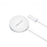 MagSafe kompatibilis vezeték nélküli töltő 15W, mágneses USB-C iPhone kompatibilis, fehér – Forever MAWC-100