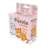 Magyar Gyártó 16 Darabos Színezős Puzzle 2 az 1-ben - Cica