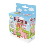 Magyar Gyártó 16 Darabos Színezős Puzzle 2 az 1-ben - Malac