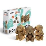 Majom trió 3D festhető karton puzzle (Cartonic)