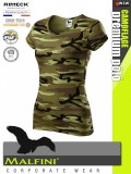 Malfini CAMOFLAGE GREEN női prémium pamut póló - munkaruha
