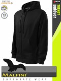 Malfini TRENDY ZIPPER BLACK strech férfi kapucnis pulóver - munkaruha