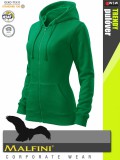 Malfini TRENDY ZIPPER GRASSGREEN strech női kapucnis pulóver - munkaruha