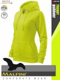 Malfini TRENDY ZIPPER LIME strech női kapucnis pulóver - munkaruha
