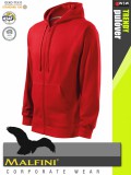Malfini TRENDY ZIPPER RED strech férfi kapucnis pulóver - munkaruha