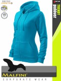 Malfini TRENDY ZIPPER TURQUISE strech női kapucnis pulóver - munkaruha