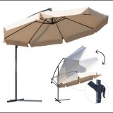 MalTec Függő Gémes Kitekerhető Napernyő, 3,5 m, beige, takaróponyvával, 8 db acél merevítős, 180 g/m2