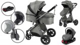 Mama Kiddies 4az1-ben Charlie PRO babakocsi kiegészítőkkel szürke színben ISOFIX talppal + ajándék