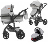 Mama Kiddies Evening Star Black Edition 4 az 1-ben multifunkciós babakocsi kiegészítőkkel szürke színben ISOFIX talppal + Ajándék
